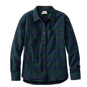 L.L. Bean Women's Scotch Plaid Flannel Shirt, Relaxed in Black Watch Sz L
